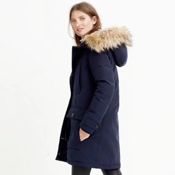 J Crew Nordic Down Parka in navy; very warm; women’s small